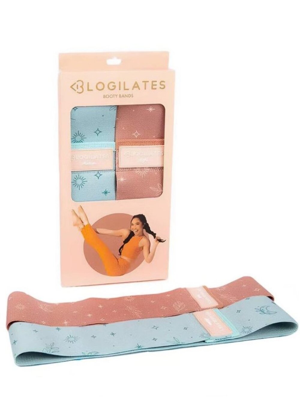 BLOGILATES Booty Resistance Bands 2pk In Peach Orange/Blue
